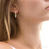 3 ctw Inside-Out Round Cut Diamond Oval Shape Hoop Earrings in 14K Yellow Gold